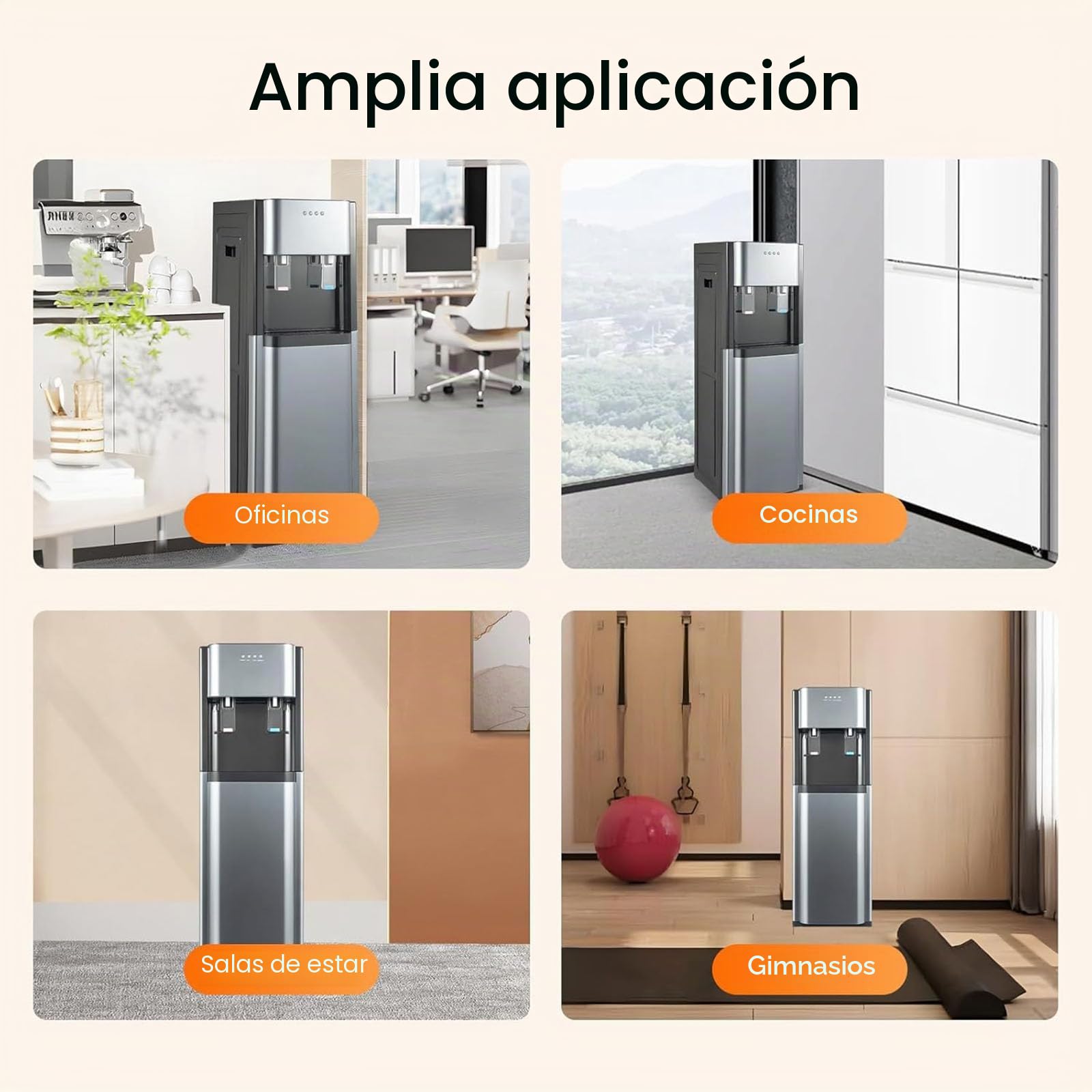 Dispensador de Agua de Carga Inferior con Agua Caliente y fría - Enfriador eléctrico de Acero Inoxidable 304 con un Solo Toque para,Dark Gray,33cm*30cm*90cm