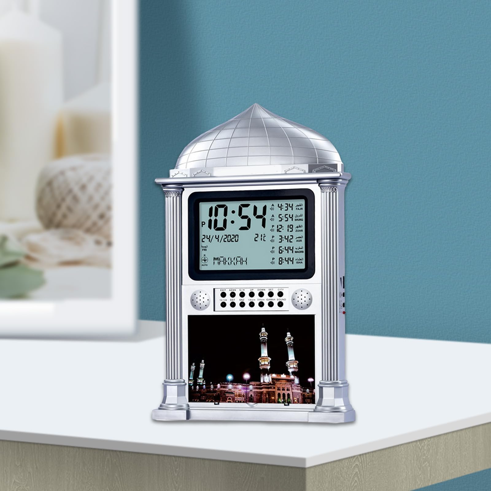 HA-4002 Azan Orologio Moderno Metallo Sveglia Orologio Da Tavolo con Memoria Snooze Funzione Supporto Temperatura Commutazione