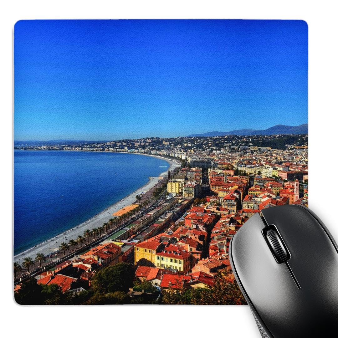 3dRose mp_268593_1 8/8-Inch "City of Nice/France" Mouse Pad - Multi-Colour