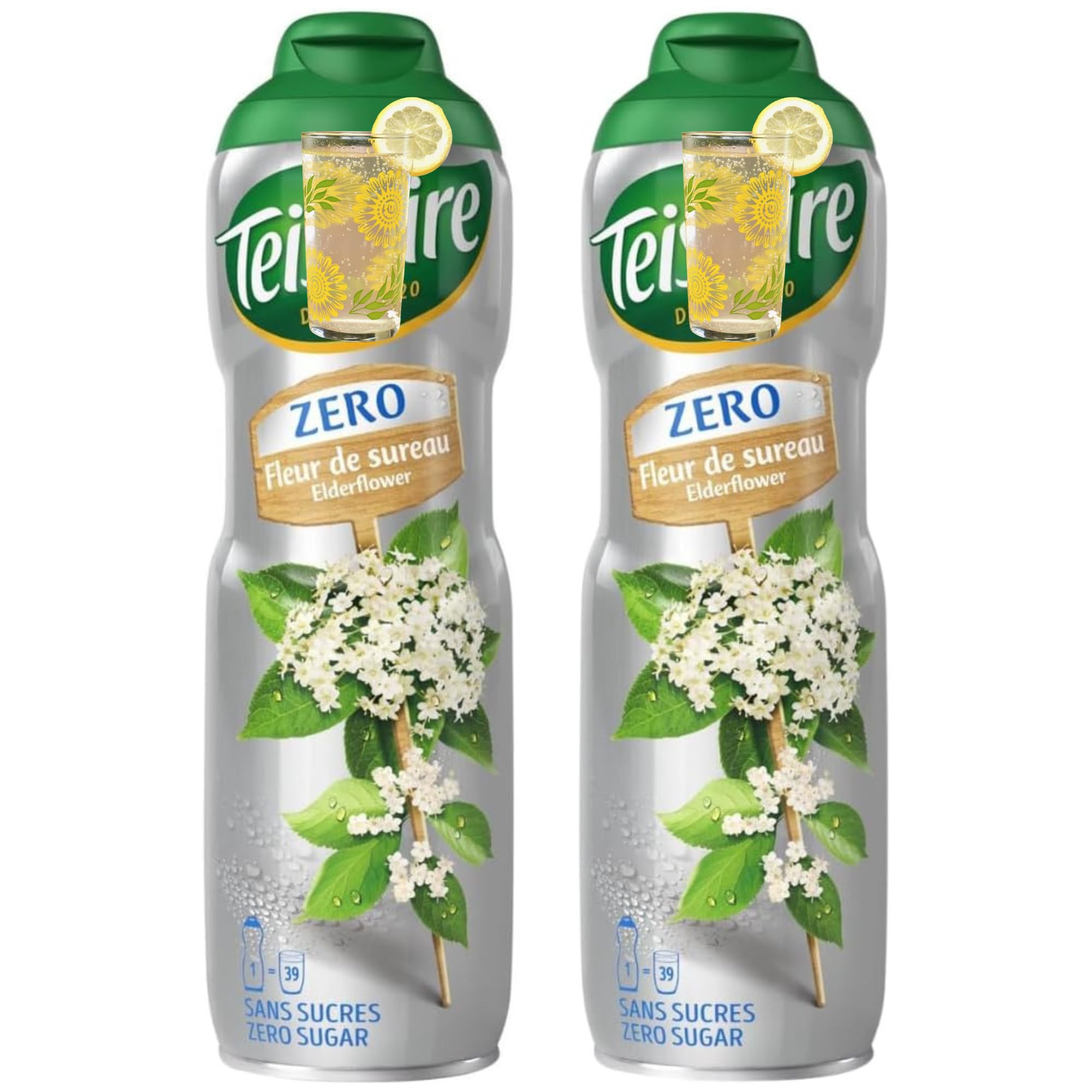 Cordial Syrup Bundle with Teisseire Syrup Elderflower 0% Sugar 600ml (2 Pack)