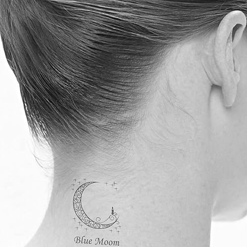 Miniatura 2 de Nirbffo Calcomanía de tatuaje de estrella negra, luna, impermeable, negro, sexy, tatuaje falso, arte, cuerpo, cara, orejas, tatuaje moderno para