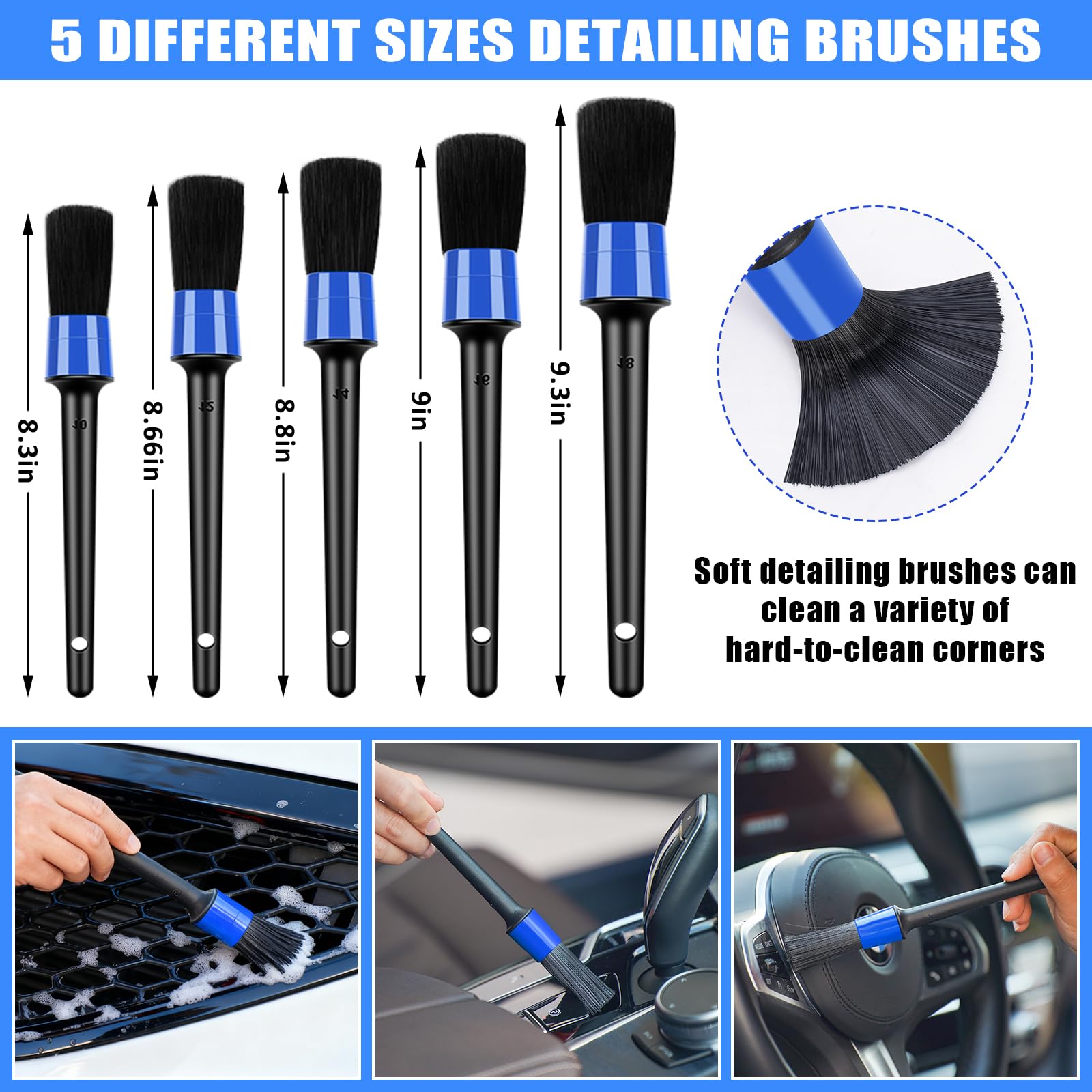 Kit di pulizia per auto, kit per la pulizia degli interni dell'auto, con aspirapolvere portatile ad alta potenza, set di spazzole, strumento per parabrezza, spolverino, asciugamani, strumenti