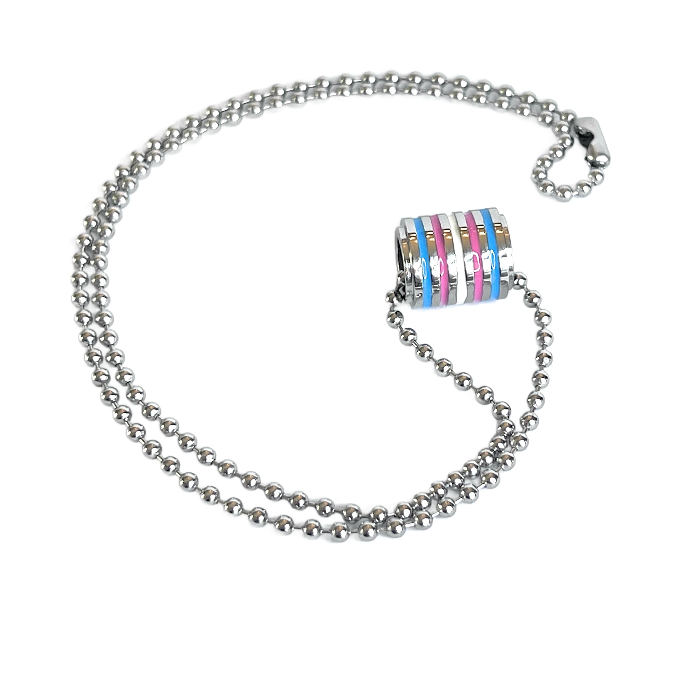 Transgender Cylinder 316L Stainless Steel Pendant with Ball Chain