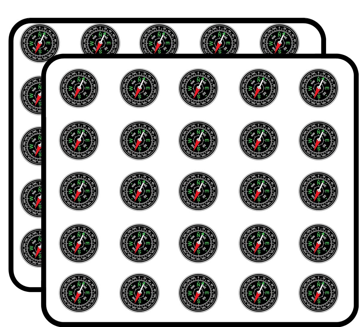 Compass Sticker for Scrapbooking Waterproof Vinyl Stickers for Water Bottle, Laptop & Phone Case 50 Pack