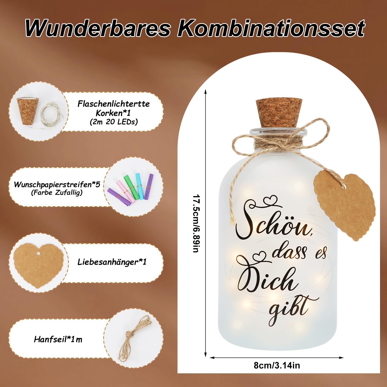 LED Flaschenlicht Mit Spruch - Romantische Dekoflasche Für Geschenke