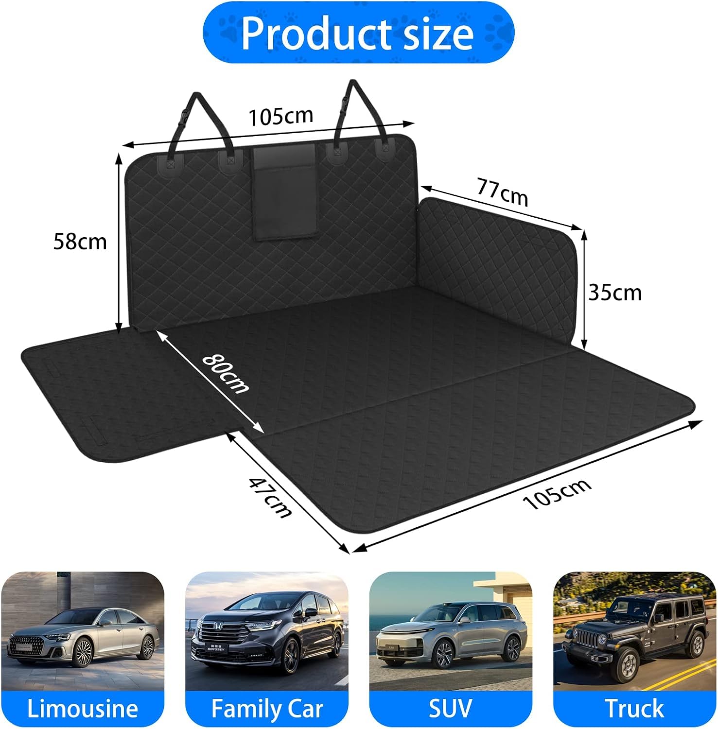 Telo auto per cani bagagliaio per Mazda CX5 CX-5 2025 2024 2023 2022 2021-2012, fodera protettiva antiscivolo extra impermeabile lavabile con protezione paraurti