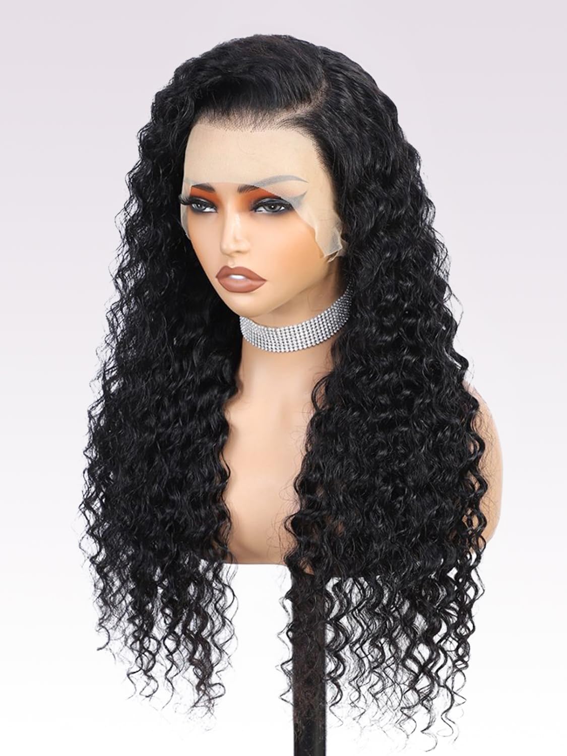 Perruque Bresilienne Cheveux Humain Deep Wave 200% Densité 13X4 Perruque Femme Naturelle Bouclée sans colle Water Wave HD Lace Front Glueless Wig Human Hair For Women Couleur Naturelle 20 Pouces