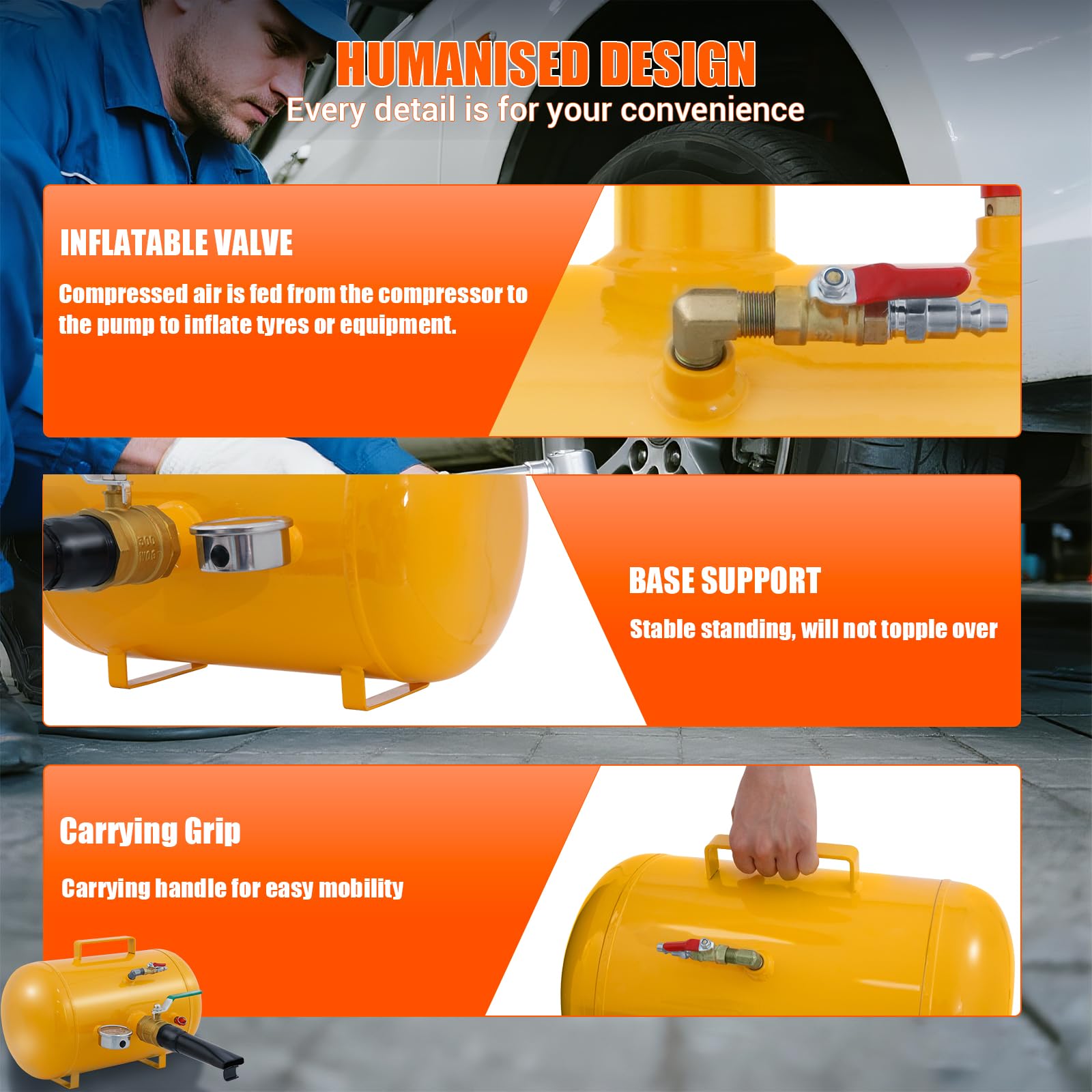 Reifenfüller Reifen Booster, 20L Reifen Schockfüller Airbooster, Reifen Befüllhilfe mit Stahl Luftkanone, maximal 8 Bar, passend für Auto, PKW und LKW