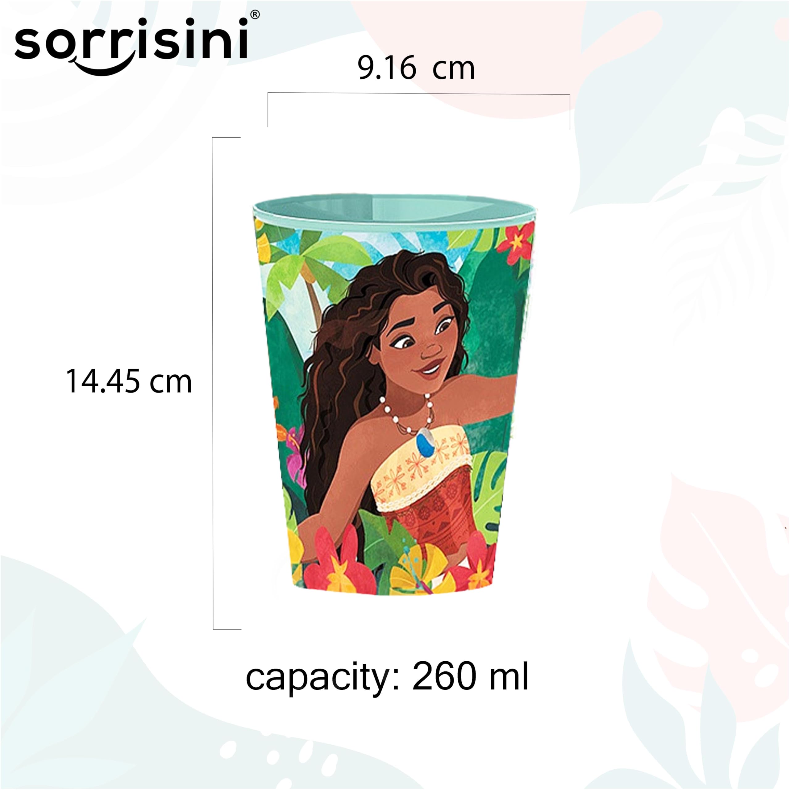 Set Stoviglie riutilizzabili adatte per microonde Vaiana, Piatti in plastica con piatto, ciotola, bicchiere, Set Stoviglie Bimbi in plastica, Vaiana