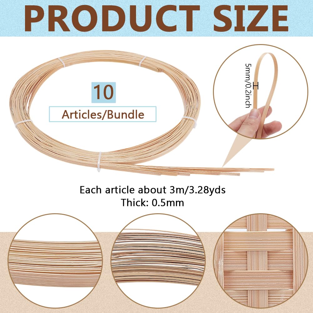 Bandes De Bambou Pour Tissage - Lot De 10, 8 Mm De Large, 3 M De Long, 0,5 Mm D'épaisseur - Pour Paniers, Meubles, DIY