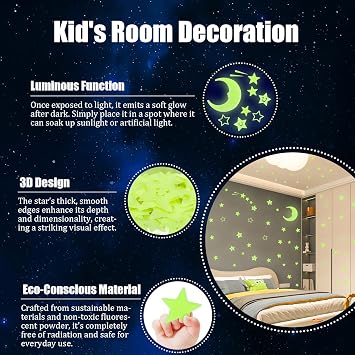 Glow in The Dark Stars - Stars Stickers for Ceiling Valentines Birthday for Kids Teen Boys Toddler Adults Room Decor Christmas Stocking Stuffers for Kids Valentines Day Gifts for Kids Stars