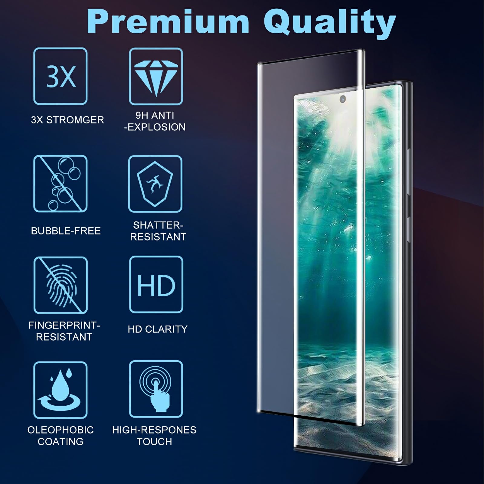 Condition photo showing Good Condition for 3 pack galaxy note 20 ultra screen protector, hd clear tempered glass, fingerprint unlock, 3d curved, scratch resistant, no bubble for samsung galaxy note 20 ultra 5g glass screen protector
