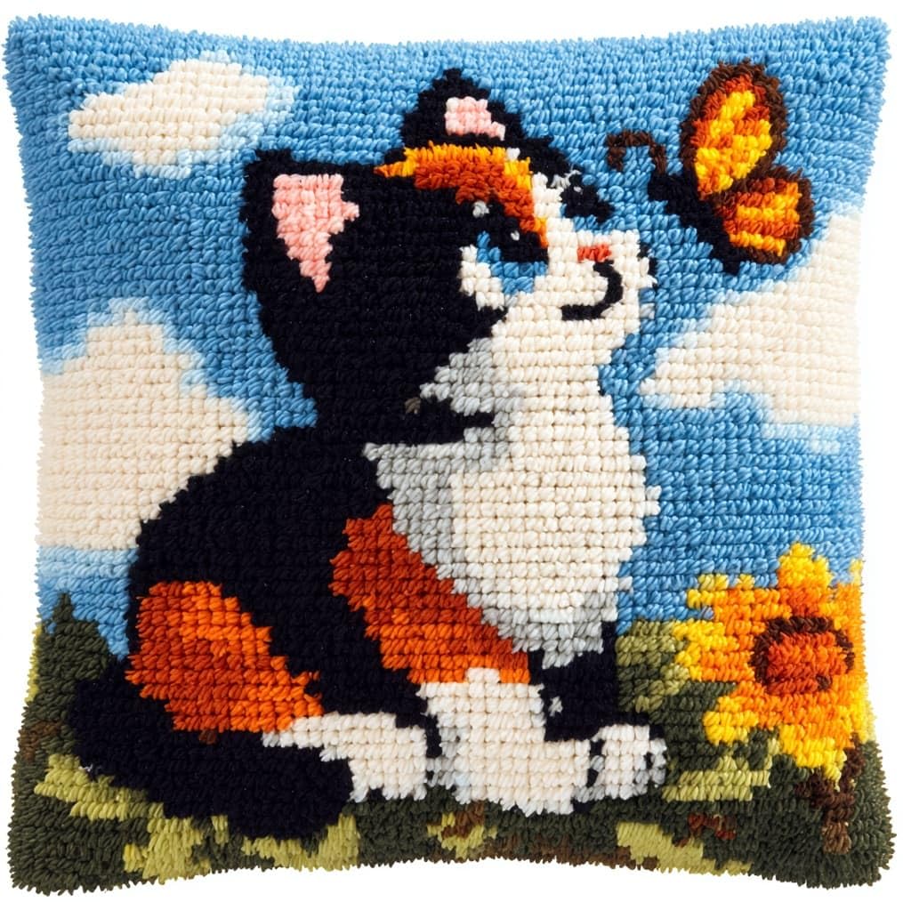AxiangziK Latch Hook Cushion Kits for Beginners,Cats and Butterflies