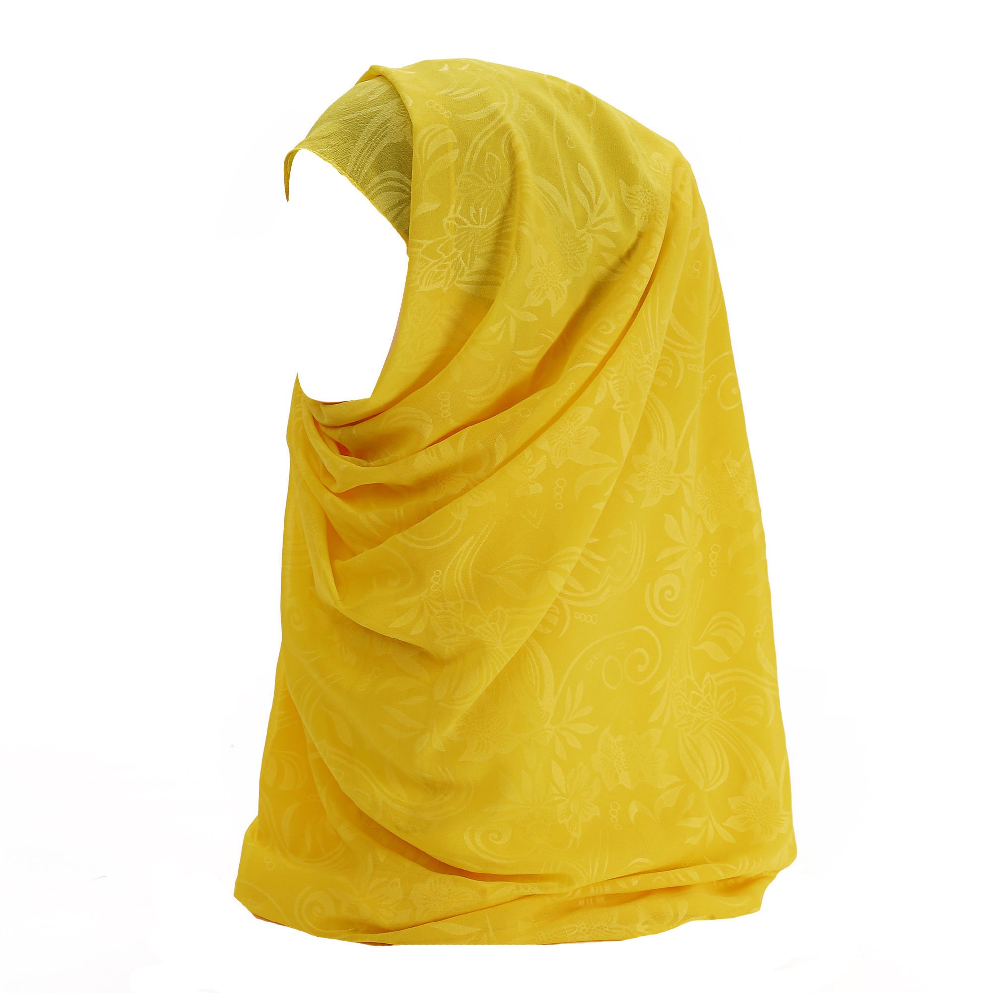 Lina & Lily Floral Print Chiffon Muslim Hijab Scarf (Yellow)