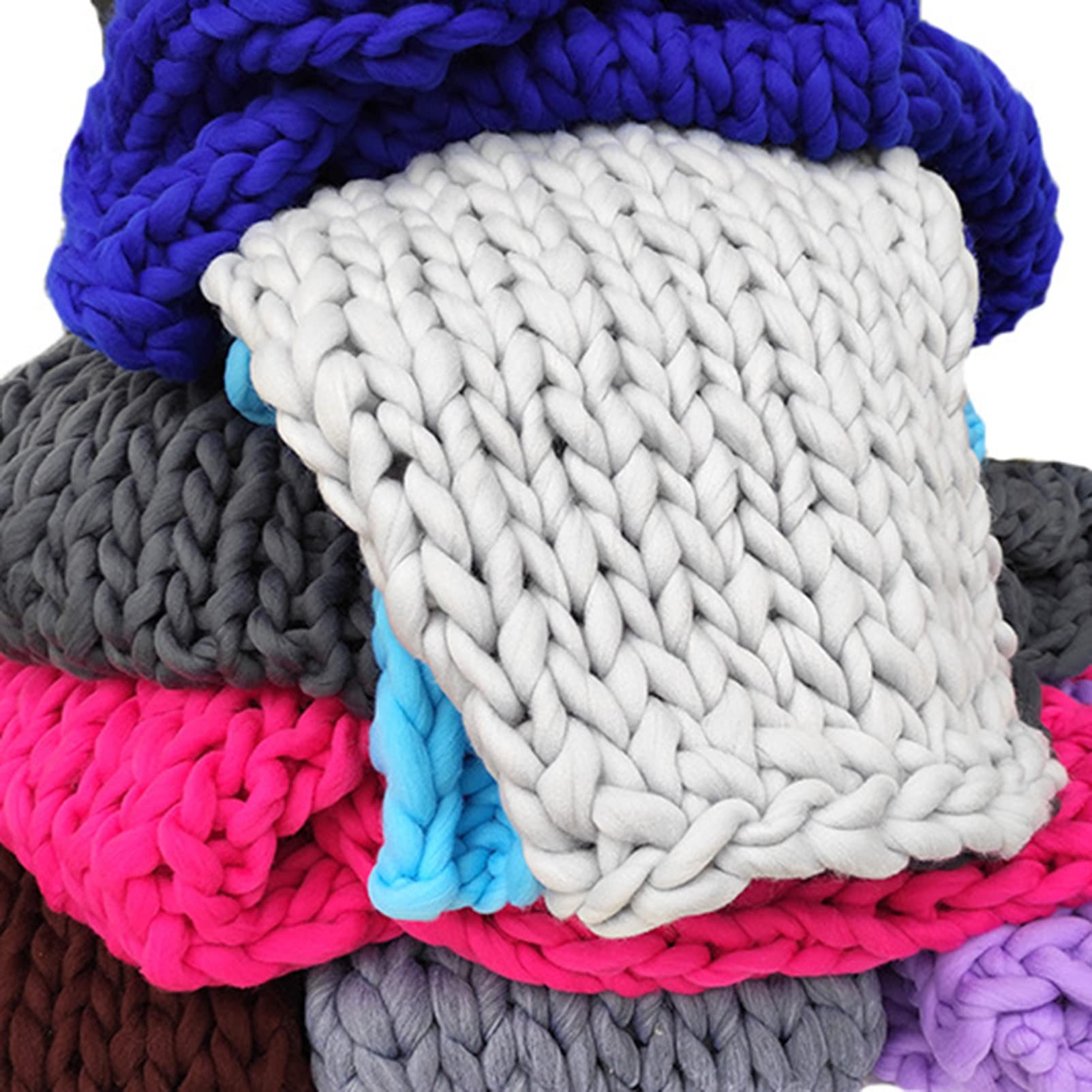 Coperta in lana grossa lavorata a maglia, 120 x 150 cm, morbida ciniglia, per decorazione domestica, 100 x 120 cm