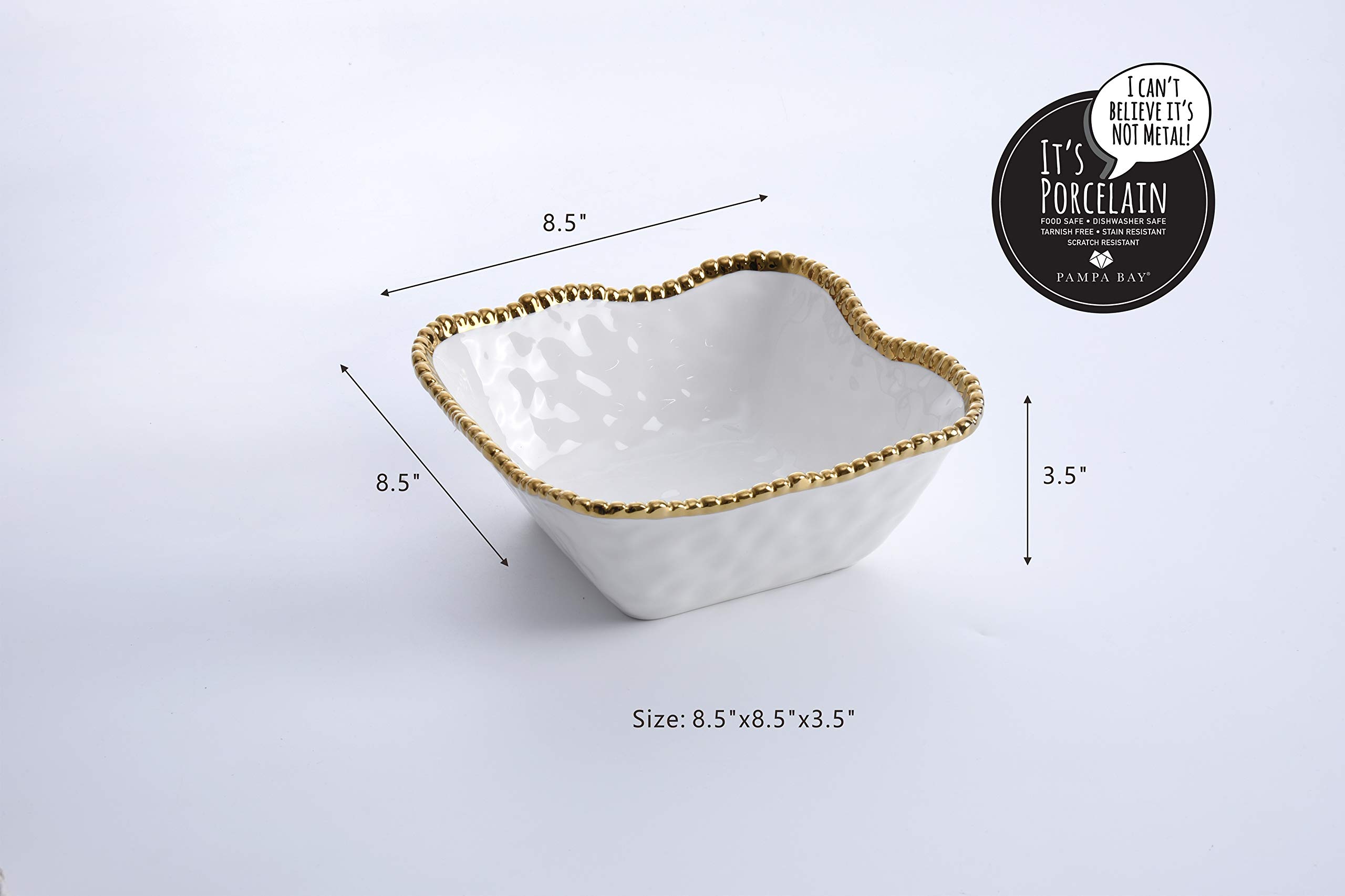 Ensaladera cuadrada mediana de porcelana Golden Salerno 3