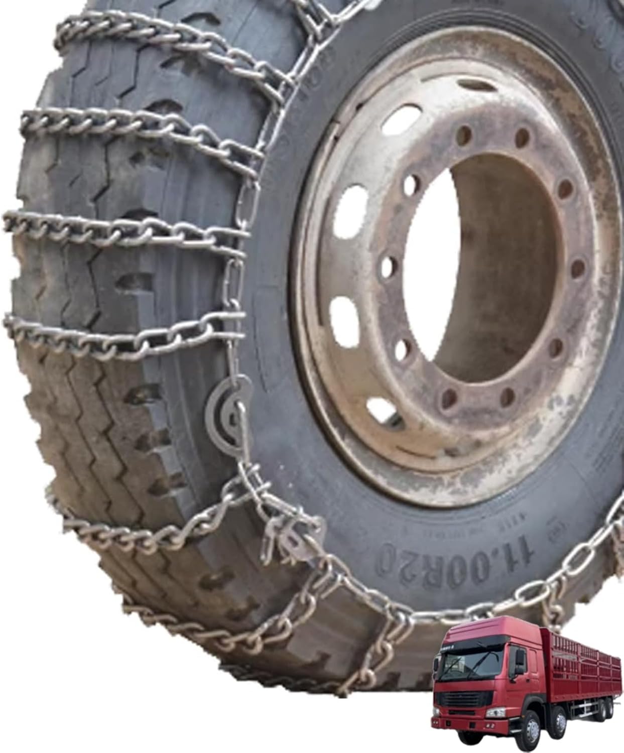 9mm Set of 2 Heavy Duty Snow Chains for Suvs and Cars Skid Traction Chains High Strength Manganese Emergency Use for Tire Reliable in Icy roadIcy road 12R22.5 2pcs 12.00-20