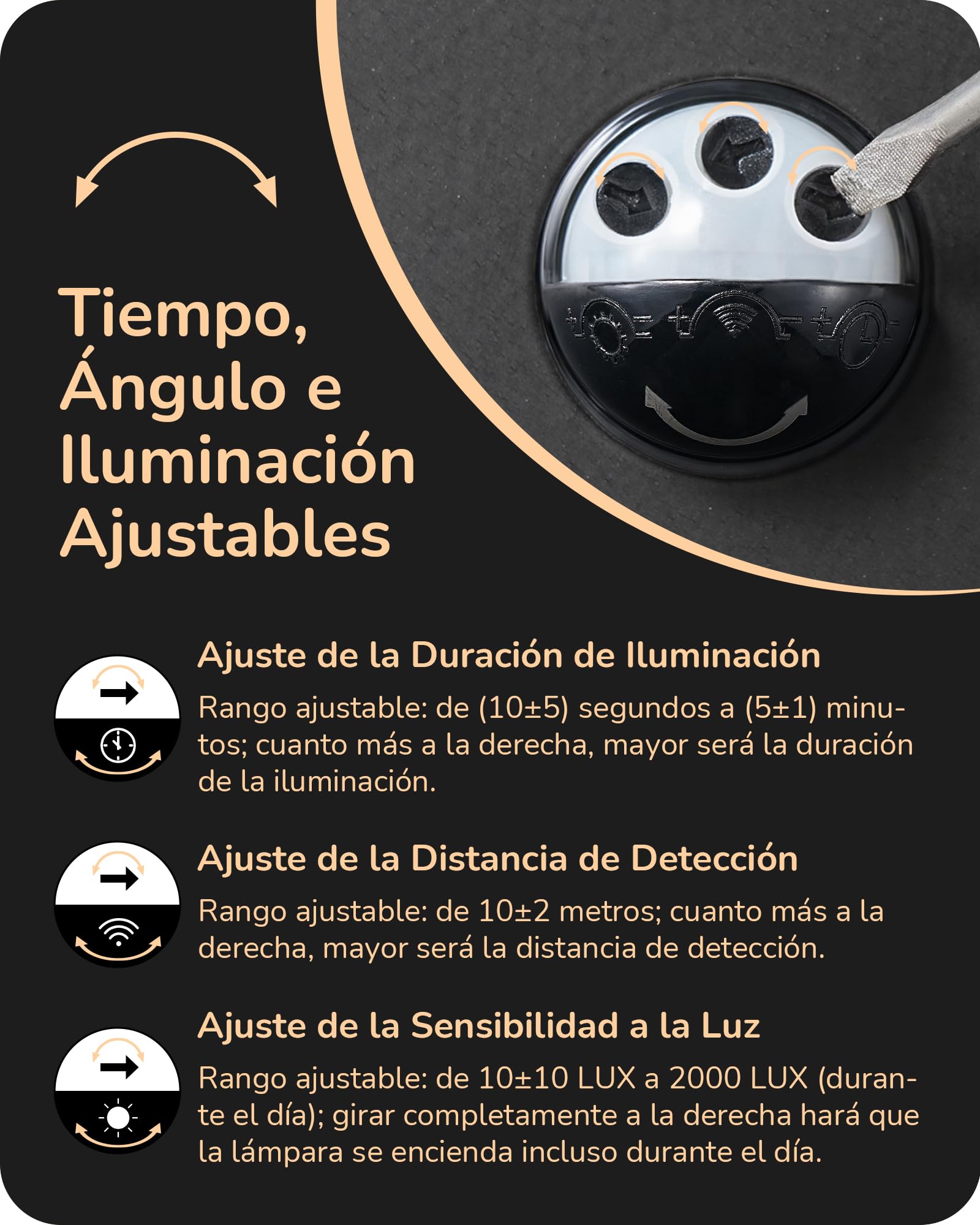 EDISHINE Aplique Exterior, Sensor Movimiento, Cristal Transparente, Negro | Casquillo E27, Impermeable IP44, Carcasa de Aluminio, Sin Bombilla, ideal para Puerta de Entrada y Fachada