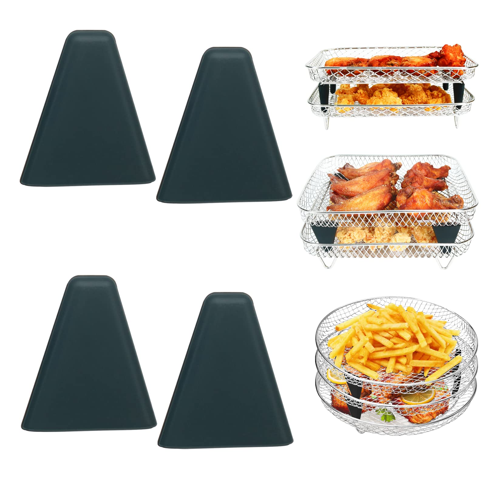 YQL Stackable Air Fryer Rack Accessories, 4pcs Silicone Feet for Round&Square Air Fryer Rack Increase The Space Between Layers Air Fryer Accessories for Air Fryer Rack/Grill Rack