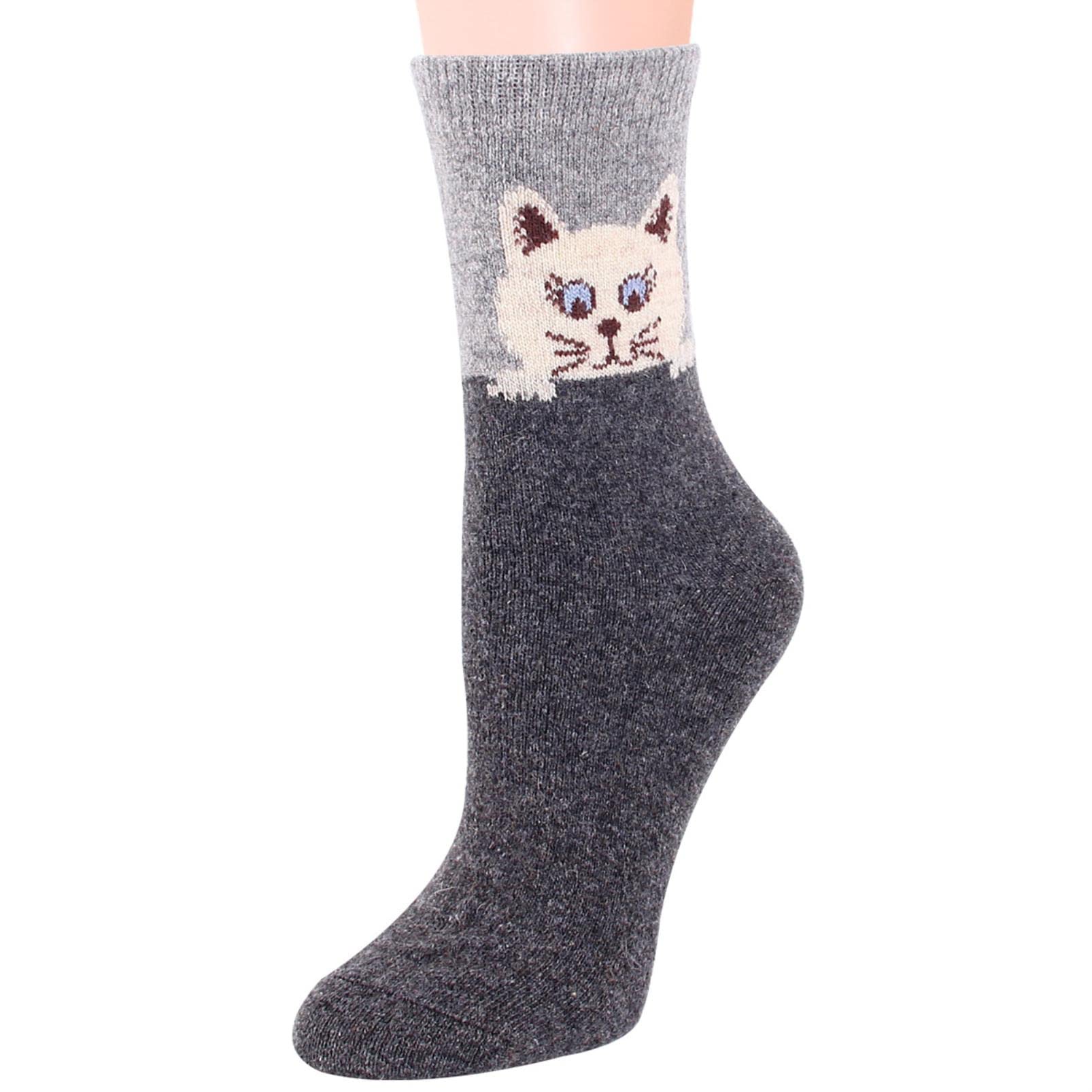 Calzini 12 Paia di Calze da Donna Invernale, Calzini retrò per Gatti Calzini Caldi, Fitti E Comodi Calzini Casual Casuali A Maglia