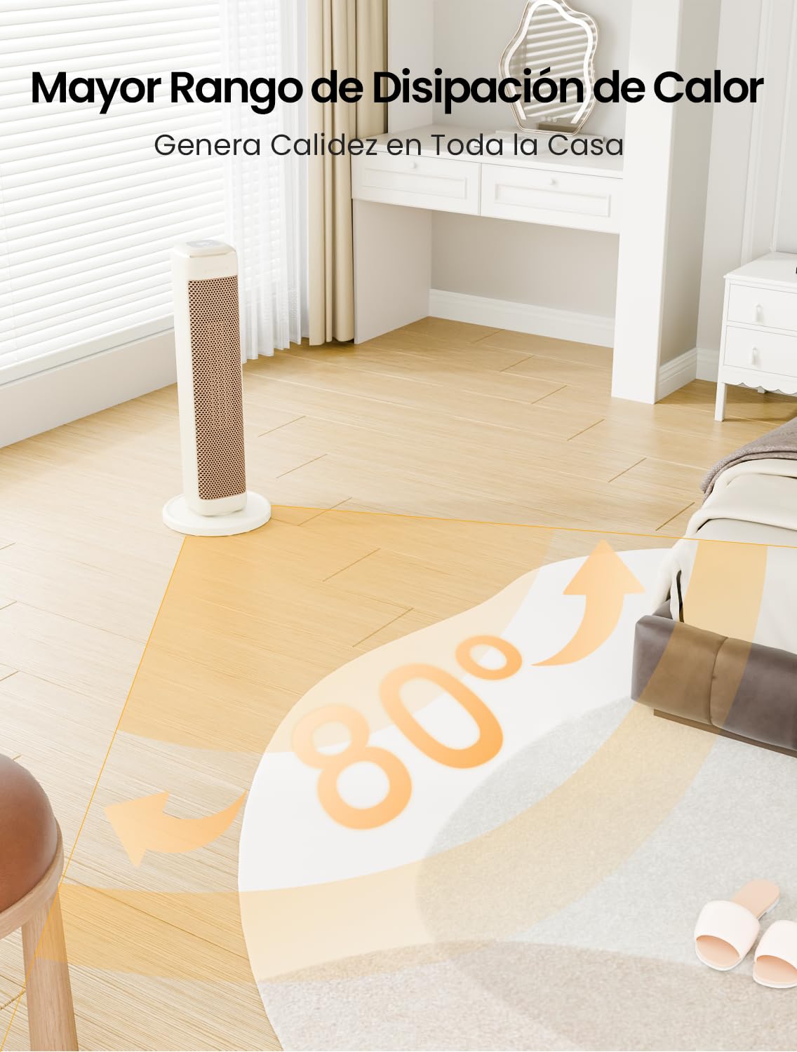 AIRMATE 2000W Calefactor Bajo Consumo, 63cm Torre Calefactor Electrico Bajo Consumo con Oscilación 80° 24H Heater Protección Sobrecalentamiento y Vuelco Calefactor Ceramico Eléctrico Dormitorios