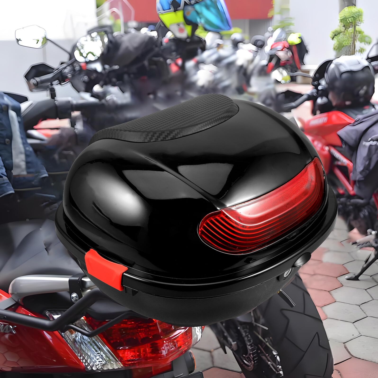 GANAZONO Baule Moto in Pp con Schienale, Top Case Sicuro con Ampio Spazio per Bagagli, Design Moderno e Stile Elegante per Motociclisti