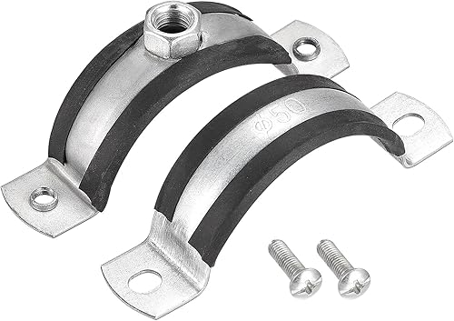 Miniatura 5 de uxcell Abrazadera de soporte de tubería ajustable, 2 "(50 mm) ID Montaje en pared de techo Soporte de correa de tubo de hierro 10 piezas