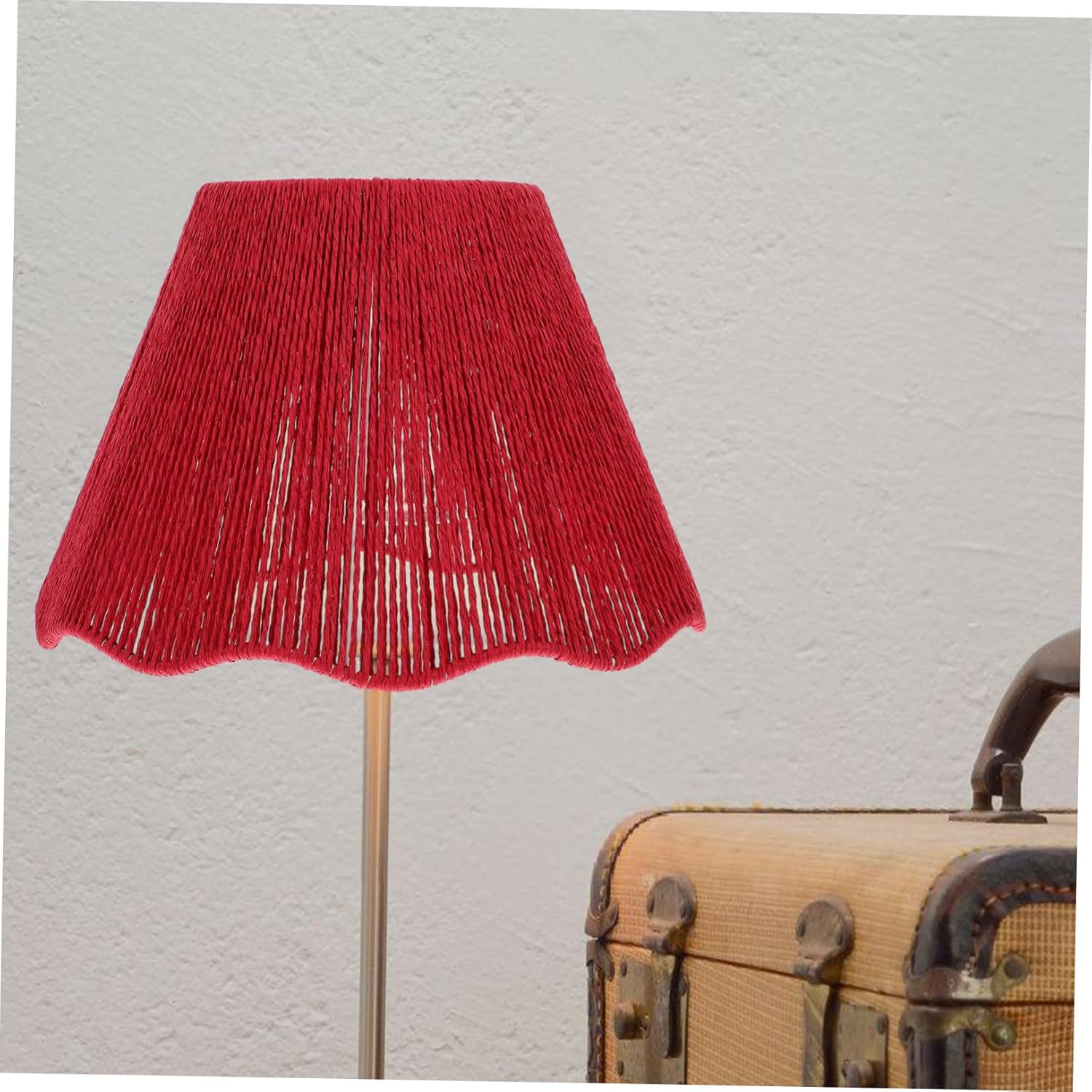 DOITOOL Woven Lamp Shade for Table and Ceiling Light Hand-crafted Retro Design Elegant Red for Bedrooms and Living Rooms Versatile Replacement Cover for Fixtures