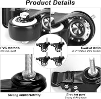 RUGLAMZHIP 40mm Forgókerék Fékes Szett 4db M8 Menetes Csapággyal 50kg Terhelhetőség 4