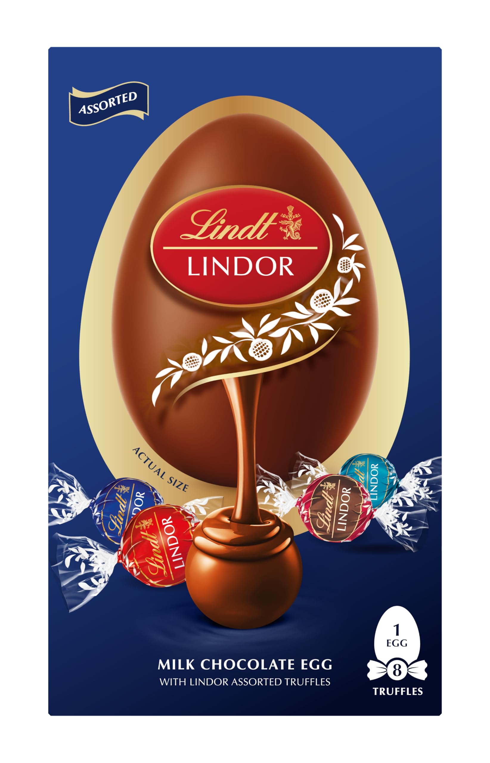 Lindt Lindor Blue Assorted Chocolate Easter Egg Large, 260g - Contains Assorted Milk Chocolate Truffles with a Smooth Melting Filling - Easter Gift