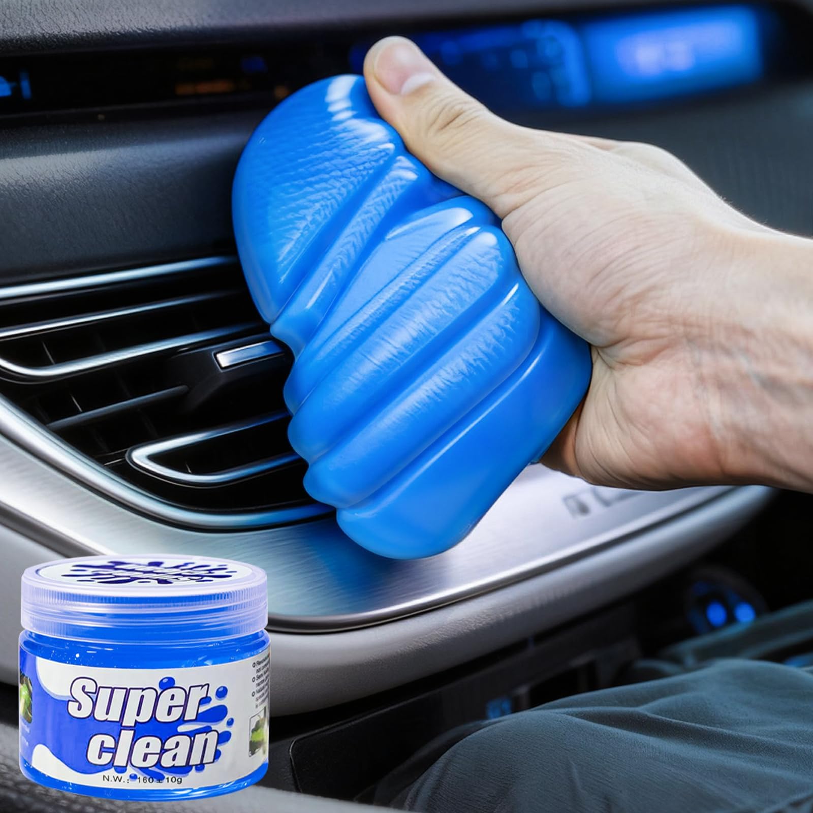 car cleaning gel for interior detailing – reusable dust removing gel for ac vents, dashboard, cup holders, keyboard & electronics cleaning tool