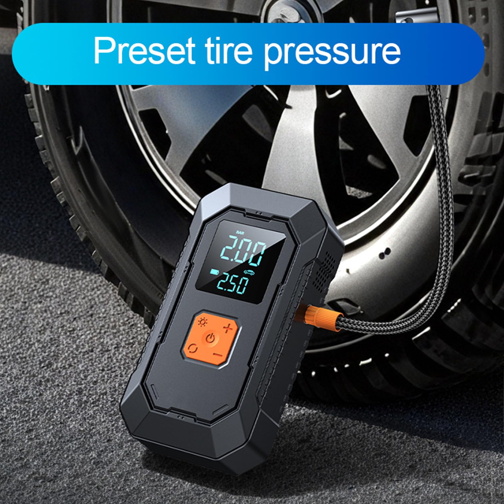 Jeffergarden Arrancador de Puente de Automóvil Portátil con Bomba de Aire Inflador de Neumáticos de 150 PSI para Automóviles (6000mAh+Abrazadera ordinaria+Bolsas de)