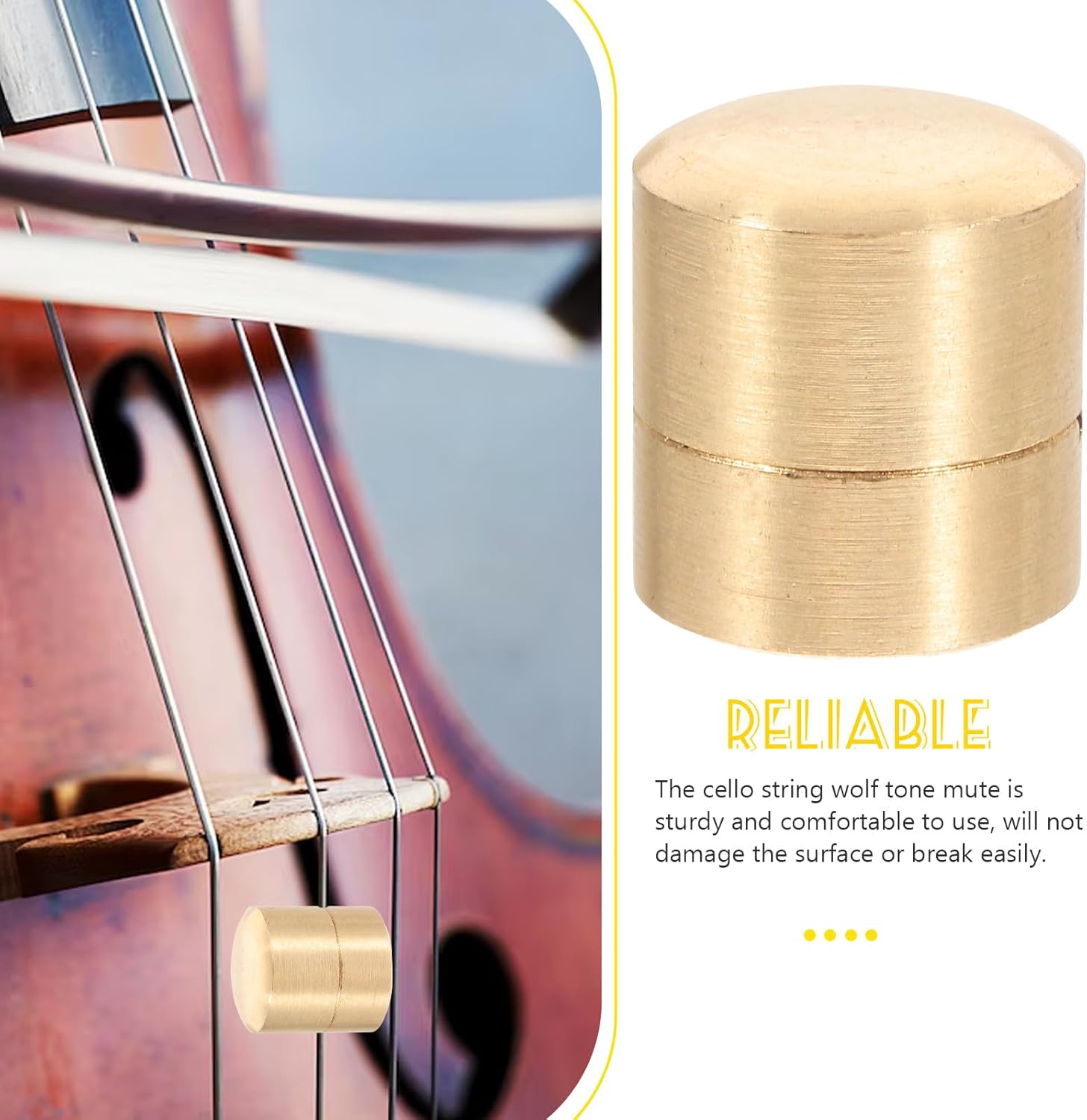 ERINGOGO Cello Brass Wolf Tone Mute Metal String Muffler Cello Practice Noise Reducer String Tool