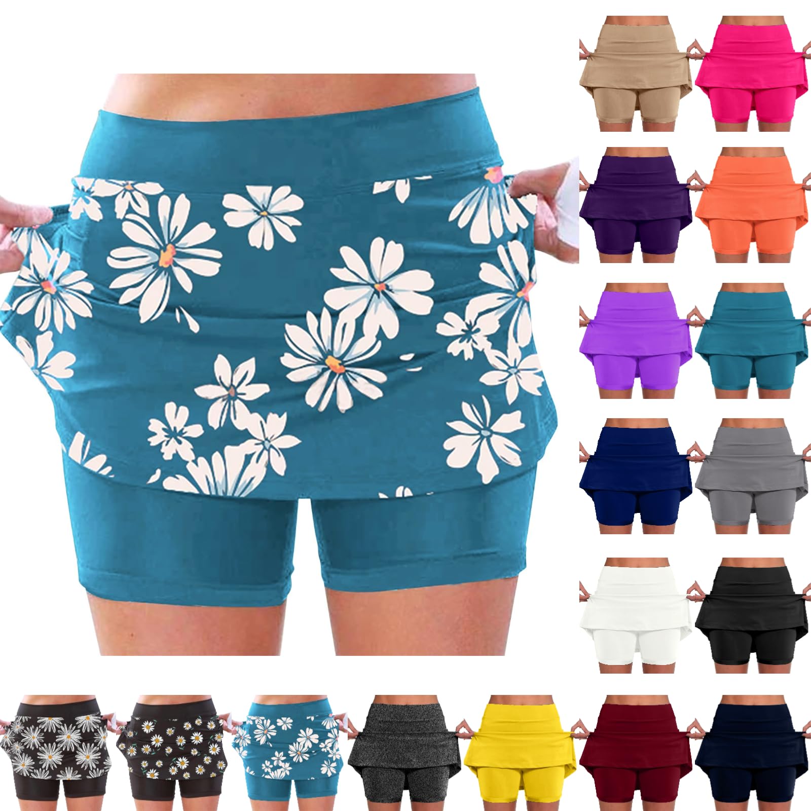 Shorts for Women high Waisted Athletic Capri Pants Yoga Loungewear Skinny Plain Trendy Womens Culottes Bermuda Shorts