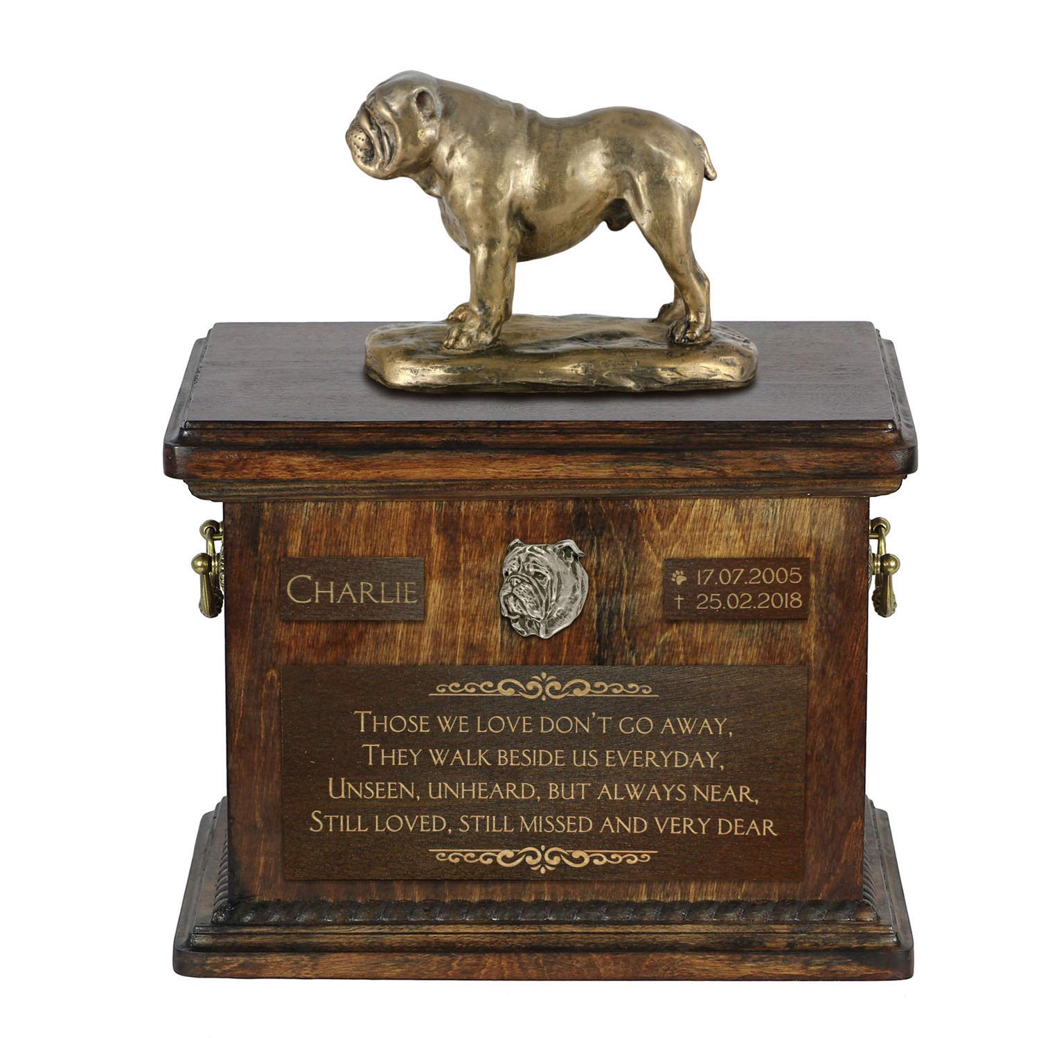 Urne chien Bouledogue Anglais bronze fait main, memorial unique Art-Dog