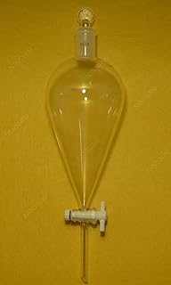 NANSHIN Glassware,24/40,1000â€‹ml,Pyriforâ€‹m Separatory Funnel,Peaâ€‹r Shape,PTFE Stopcock