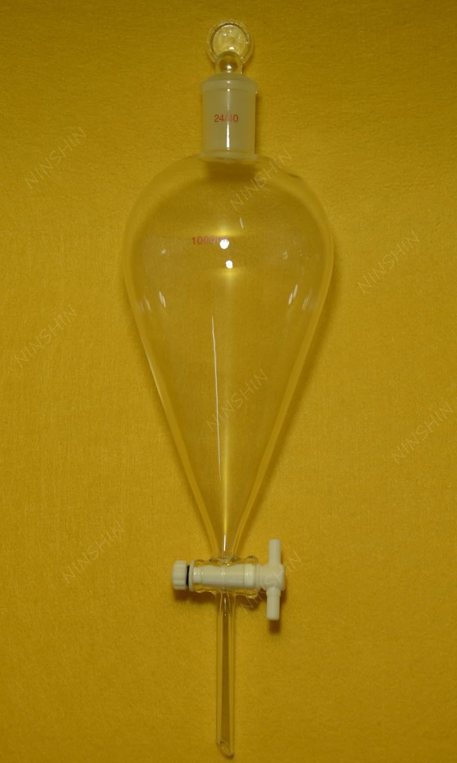 Glassware,24/40,1000​ml,Pyrifor​m Separatory Funnel,Pea​r Shape,PTFE Stopcock