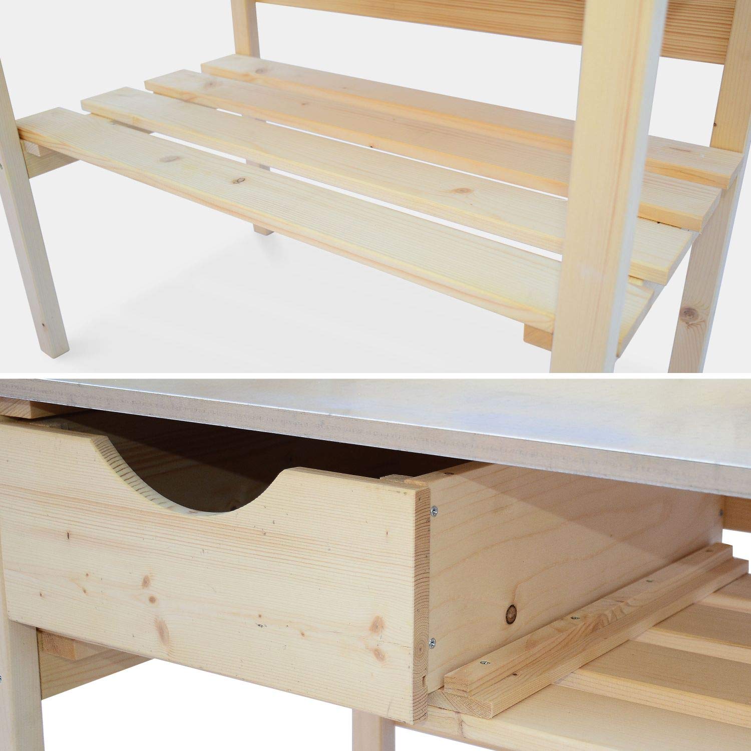 Alice's Garden Table de rempotage Petunia 2 tiroirs établi extérieur Bois