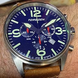 torgoen t16 stainless steel case men's chronograph watch
