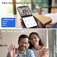 Vista 4 de Timbre de puerta 2K Timbre inalámbrico de video con timbre de timbre, sin tarifas mensuales, detección PIR, audio de 2 vías, cambiador de voz, IP65