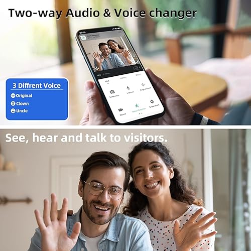 Miniatura 4 de Timbre de puerta 2K Timbre inalámbrico de video con timbre de timbre, sin tarifas mensuales, detección PIR, audio de 2 vías, cambiador de voz, IP65