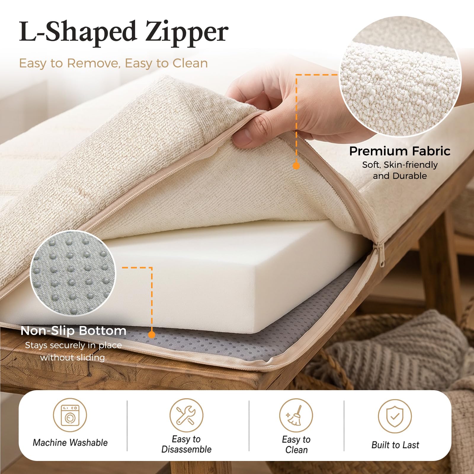 RZYW Coussin de Banc 100x40 120x40 120x45 150x40, 5,5 cm Épais, Lavable Déhoussable Antidérapant, Coussin pour Banc Intérieur Extérieur, Salon Jardin Banquette Balancelle 3 Places,Dark Green,40X120CM
