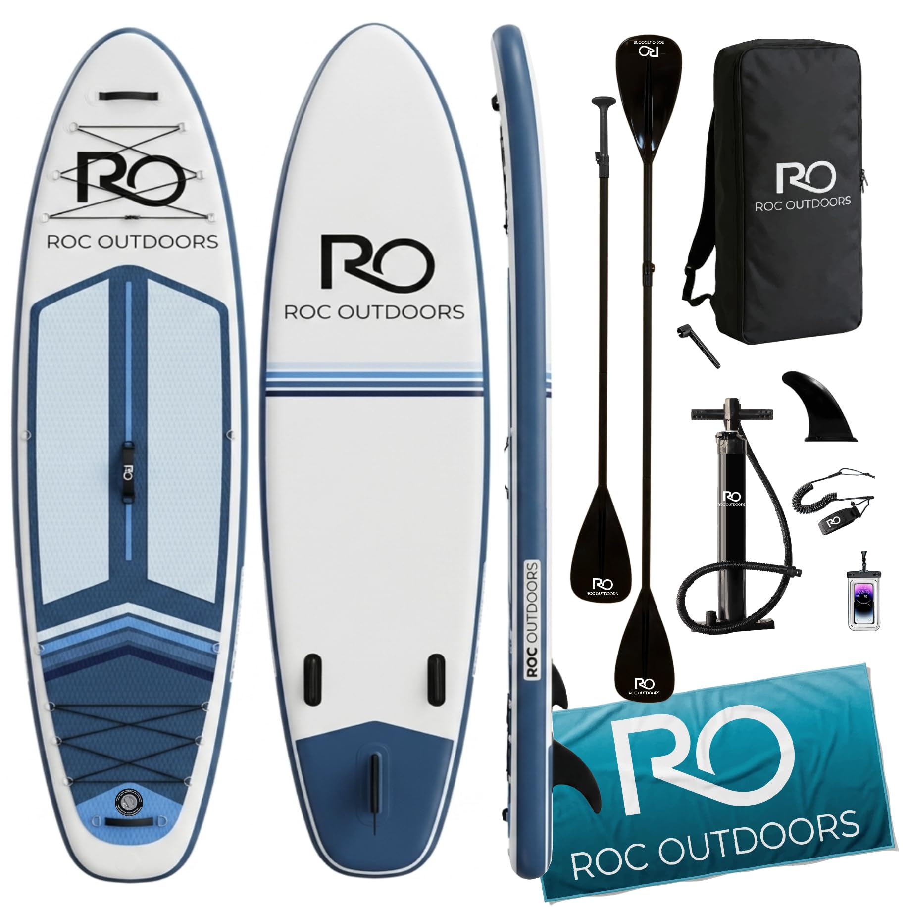 Roc Inflatable Stand Up Paddle Board 10' 6" with Premium SUP Paddle Board Accessories, Wide Stable Design, Non-Slip Comfort Deck for Youth &amp; Adults
