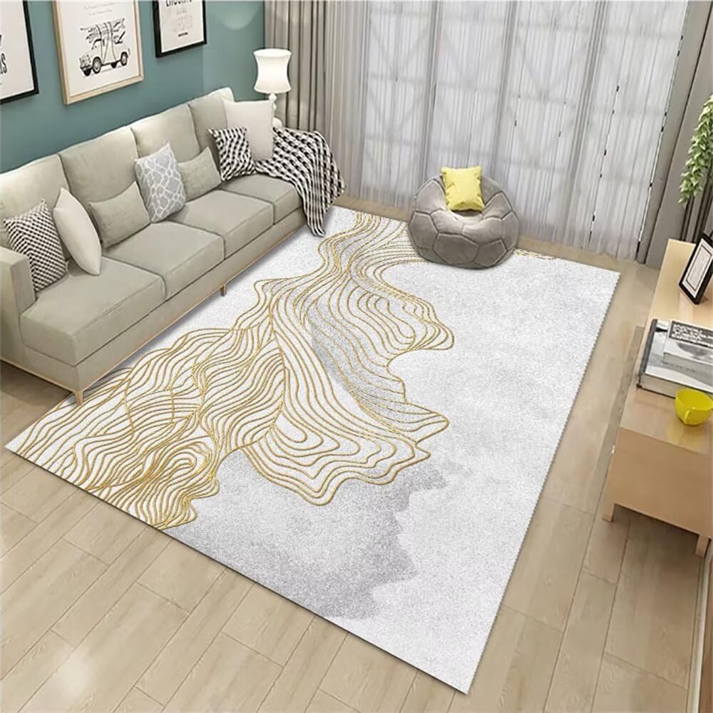 Grand tapis chambre au motif abstrait minimaliste gris doux 140x200