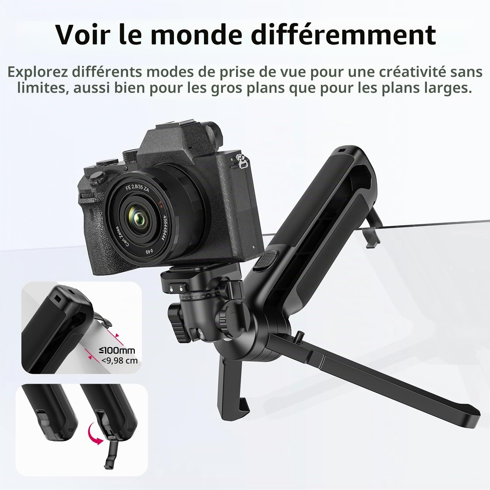 ULANZI TT38 Vlog Tripod, Mini Trépied pour Appareil Photo, Capacité de Charge 3kg, Trépied Vlogging Bureau avec UKa et F38 Système Rapide, Compatible avec Sony a7c, Nikon z30 et FUJIFILM X-S10/X-S20