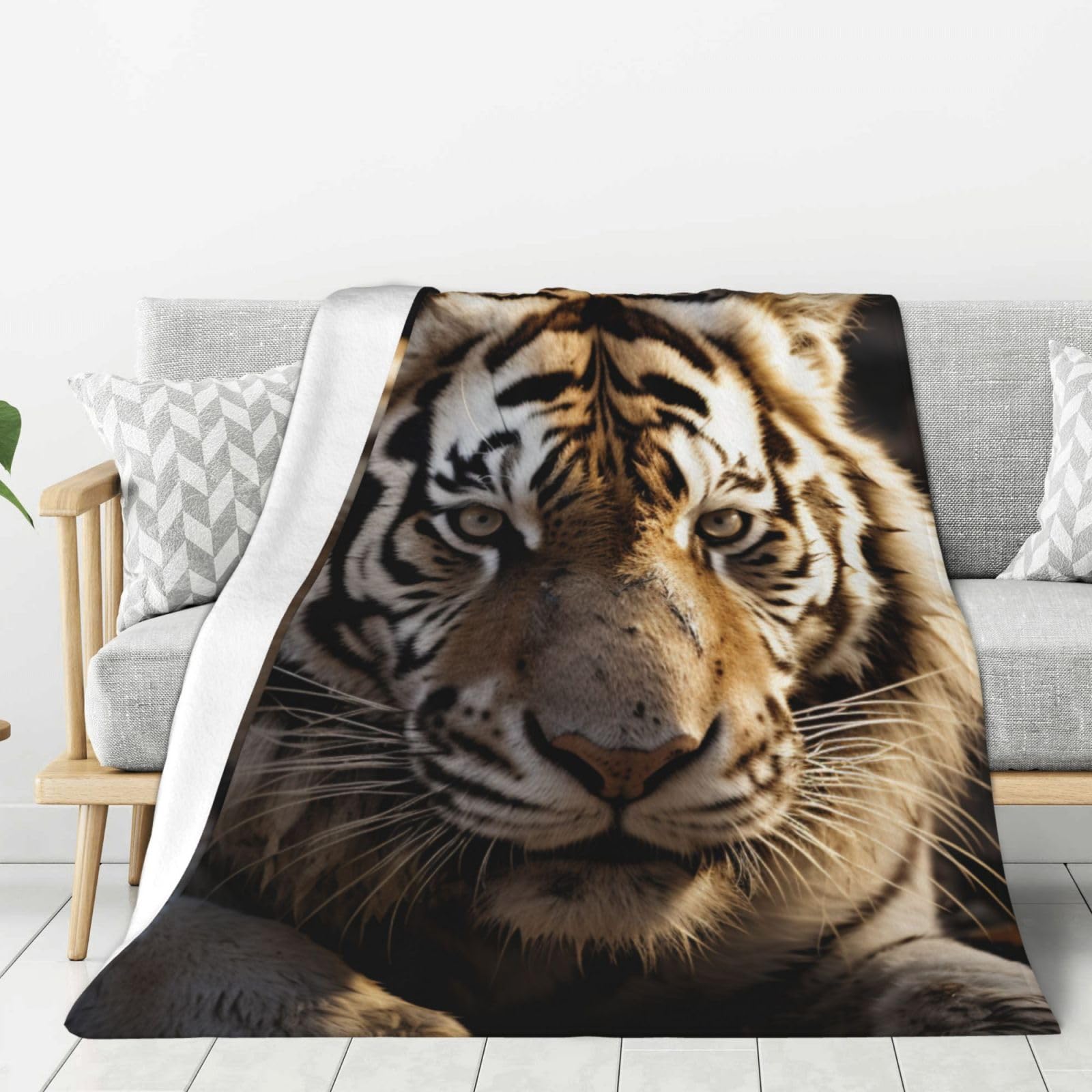 Animal Tiger Throw Blanket Plush Flannel Fleece Blanket, Soft Lightweight Cozy Blankets 50"X40" for Bed Couch Sofa Travel