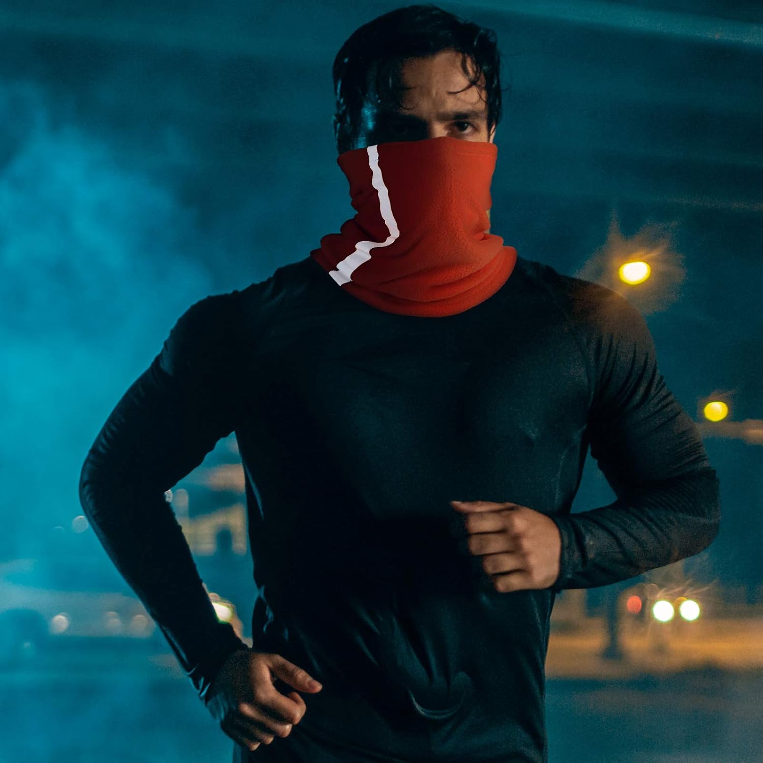 4 Pieces Neck Gaiter Visibility Reflective Safety Fleece Face Covering Balaclava - Image 5