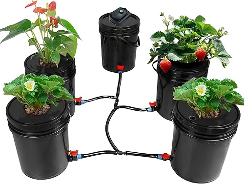 MAOPINER Kit de cubo hidropónico de cultivo de agua profunda con bomba de aire, sistema hidropónico Airstone DWC para interiores de 5.28 galones (5