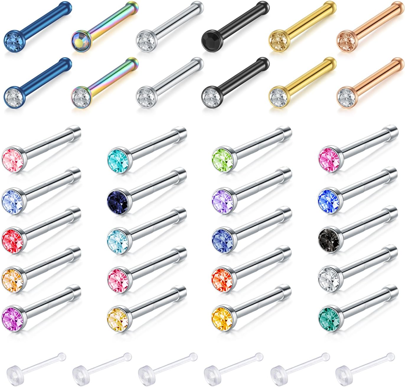 18G 20G 22G Nose Pin Bone Screws Studs Surgical Steel Body Piercing Jewelry for Women Men