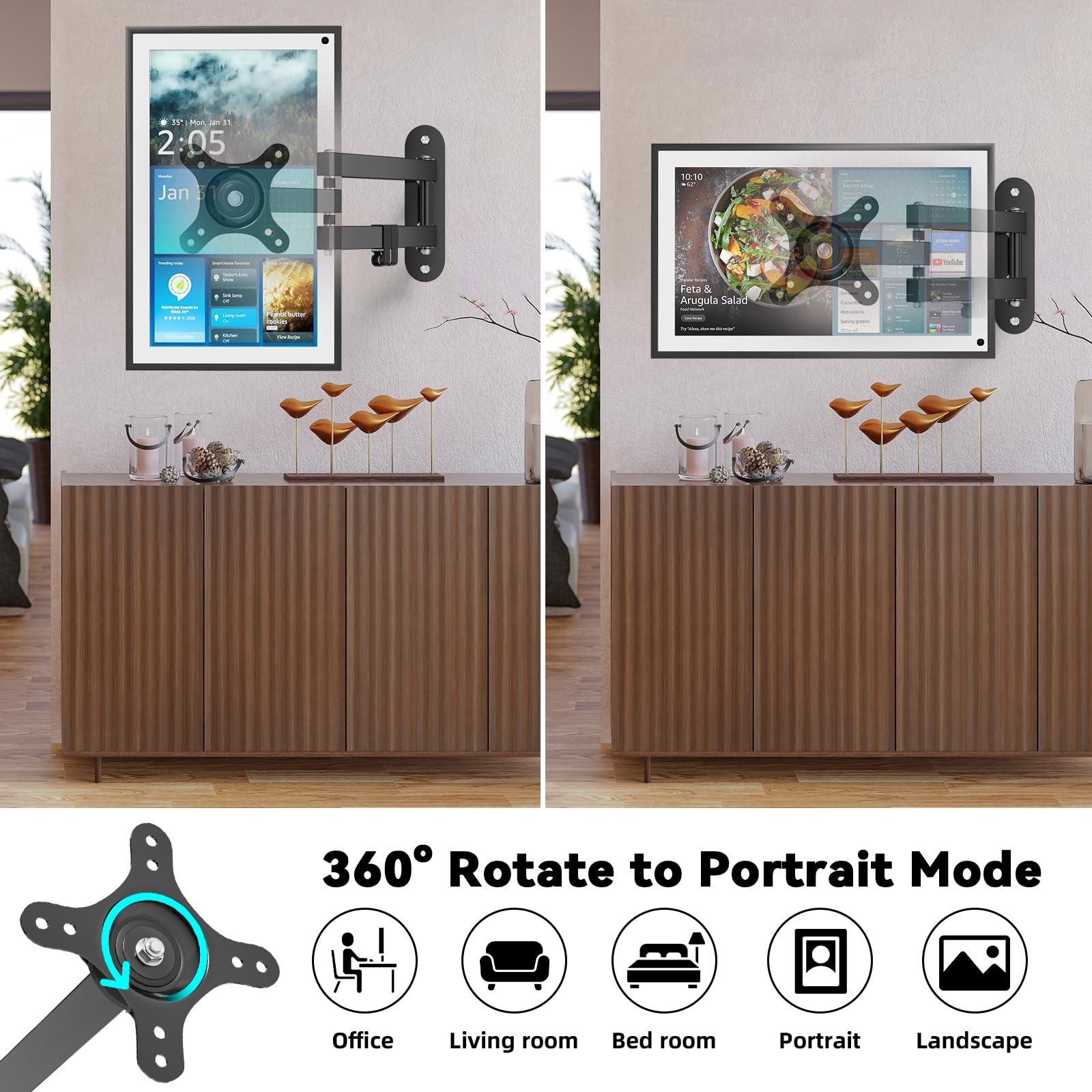 Alexa Echo Show 15 Supporto da parete per Amazon Echo Show 21, 15,6", 53,3 cm, girevole e inclinabile